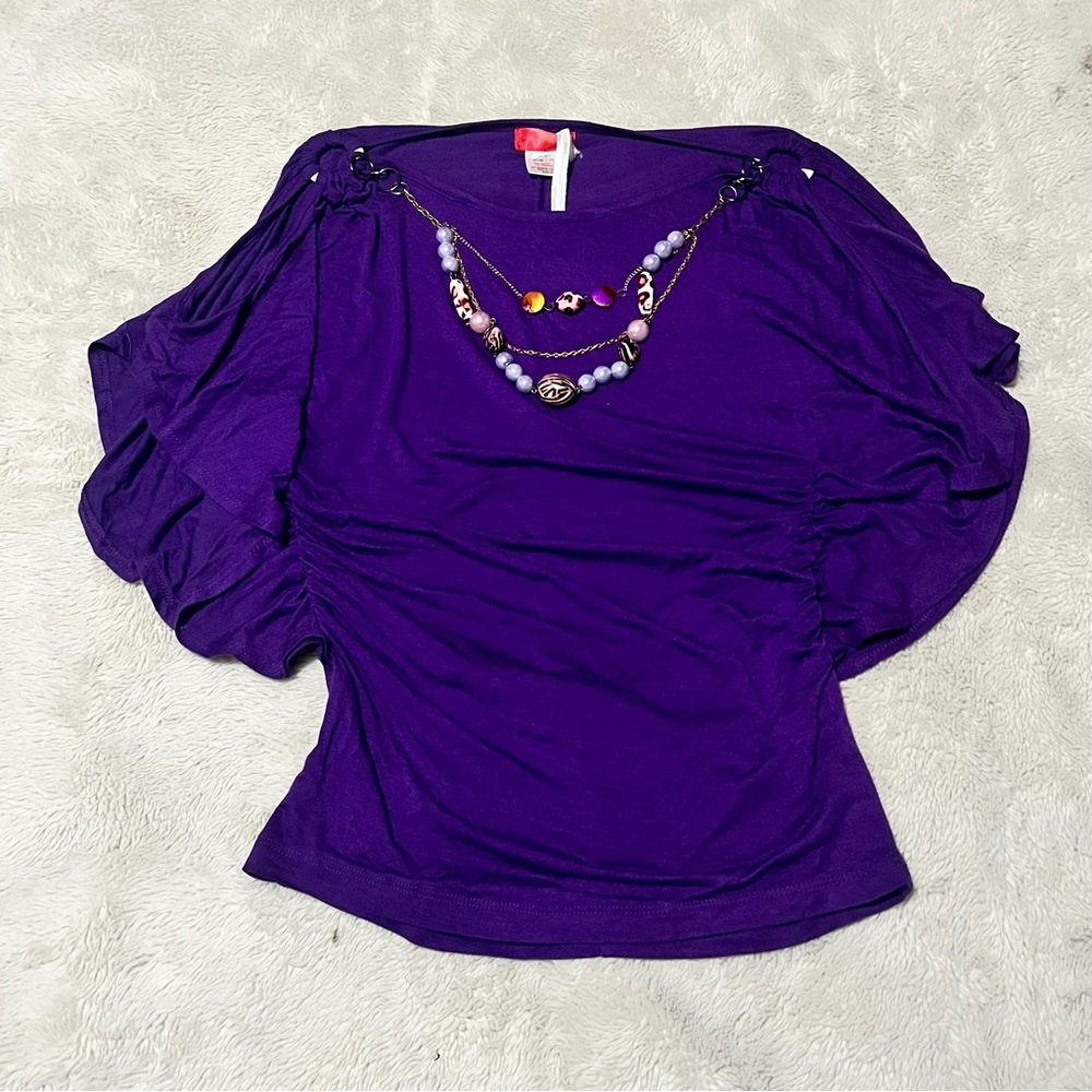 Women's Purple Blouse with Necklace